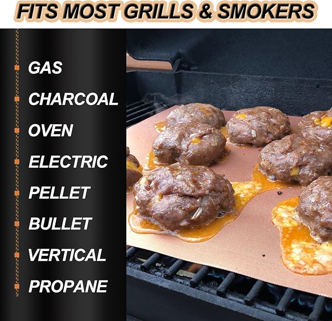 UBeesize Copper Grill Mats for Outdoor Grill – 6 Pack Heavy-Duty, Non-Stick BBQ Grilling Mat & Baking Mats, Reusable, Easy-Clean for Gas, Charcoal, Electric Grills (15.75 x 13 Inch)