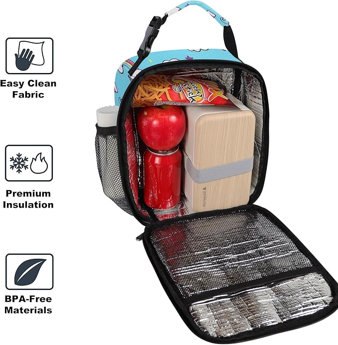 Lunch Box for Men & Women Durable Lunch Bag for Adults Reusable Small Lunchbox Blue Unicorn