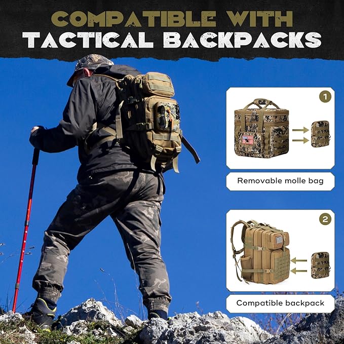 Maelstrom Tactical Lunch Box, 23 L Insulated Lunch Bag for Men, Expandable Double Deck Lunch Cooler Bag,Large Leakproof Soft Lunch Tote with Detachable MOLLE Bags, for Adult Women Work,Picnic