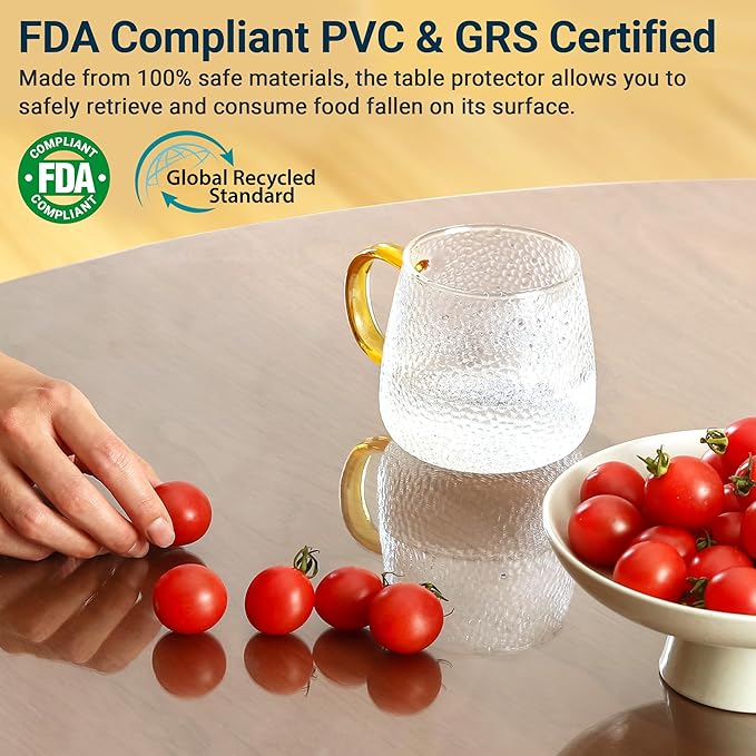 Clear Table Cover Protector Rectangle 16x42 Inch, 1.5mm Transparent Plastic Table Protector Waterproof, Anti-Scratch Clear Desk Mat for Office Desktop Dresser Dining Table, FDA Compliant