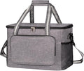 iknoe Large Cooler Bag Collapsible, 24L Insulated Bags, Leakproof Lunch Cooler Tote with Multi-Pockets for Adult Insulated Thermal Bag for Beach, Picnic, Office Work, Grey 36-Can