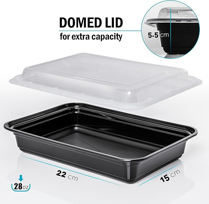 Igluu Meal Prep Containers Reusable (10 Pack) – Food Containers with Lids – Stackable, Microwave, Freezer & Dishwasher Safe – 28oz/828ml – 1 Compartment – BPA-Free