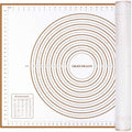 Silicone Pastry Mat Extra Thick Large Non Stick Baking Supplies Kitchen Counter Cooking Rolling Dough Sheet Pie Crust Sourdough Bread Oven Liner with Measurement (XXL-24''(W)*32''(L), 3#Gold)