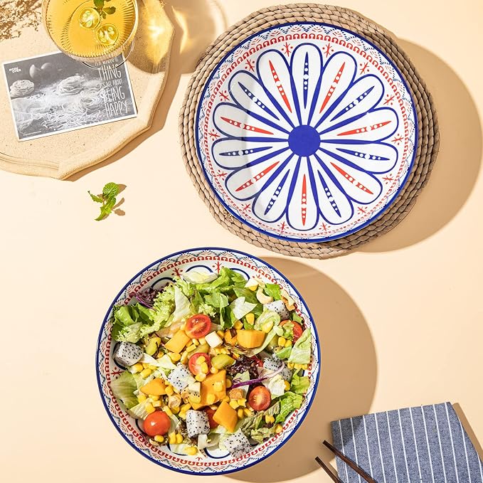 Yundu 82 OZ Ceramic Bowls Set of 2, Serving Bowls for Entertaining, Large Bowls, Soup, Pasta, Salad, Fruit, Ramen, Pho Bowl Sets for Kitchen, Dishwasher and Microwave Safe