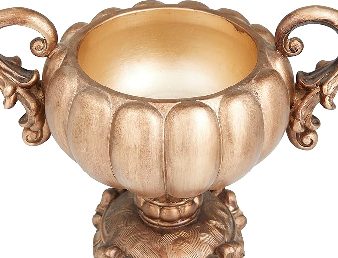 Deco 79 Polystone Solid Decorative Jars, 12" x 8" x 13", Bronze