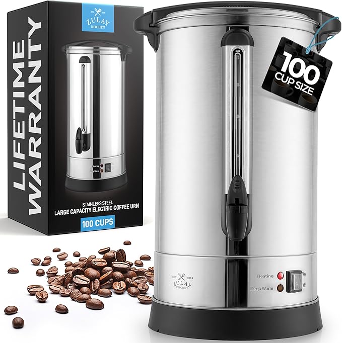 Zulay Kitchen Commercial Grade Coffee Maker Hot Water Urn -Silver