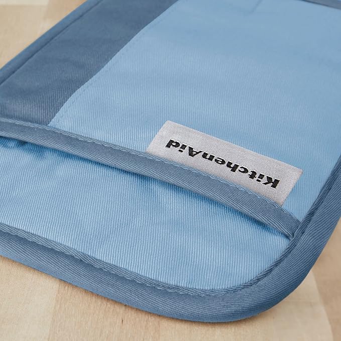 KitchenAid Beacon Two-Tone Non-Slip Pot Holder Set, Blue Velvet/Blue Heaven, 7"x10", 2 Piece