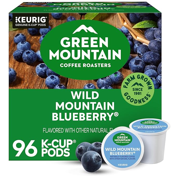 Green Mountain Coffee Roasters Wild Mountain Blueberry Keurig Single-Serve K-Cup pods, Light Roast Coffee, 96 Count