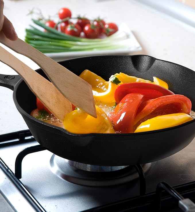 Commercial CHEF Pre-Seasoned Cast Iron Skillet with Removable Silicone Handle, 8-Inch Cast Iron Panst Iron Pan