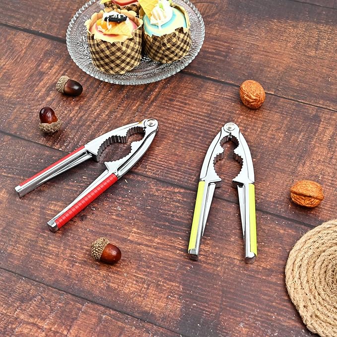 8 Pieces Nut Crackers Heavy Duty Walnut Cracker with Non-Slip Handle Walnut Cracker for All Nuts with Forks Nutcracker Pecan Walnut Plier Clip Tool