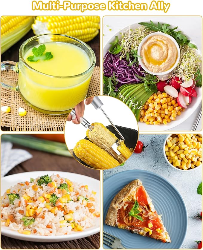 Corn Cob Stripper Kit, Corn Peeler for Corn on the Cob Stainless Steel Corn Stripping Non-Slip Corn Grip Fork Fast and Safe, Suitable for Home Kitchens, Restaurant Chefs, Outdoor Dining Enthusiasts