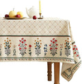 ISAENNE Designer Vintage Linen Floral Long Rectangle Tablecloth,Fall Colorful Modern Table Cloth,Anti-Wrinkle Decor Tablecloths for Dining Thanksgiving Kitchen Christmas,63"*94"-Bertina E