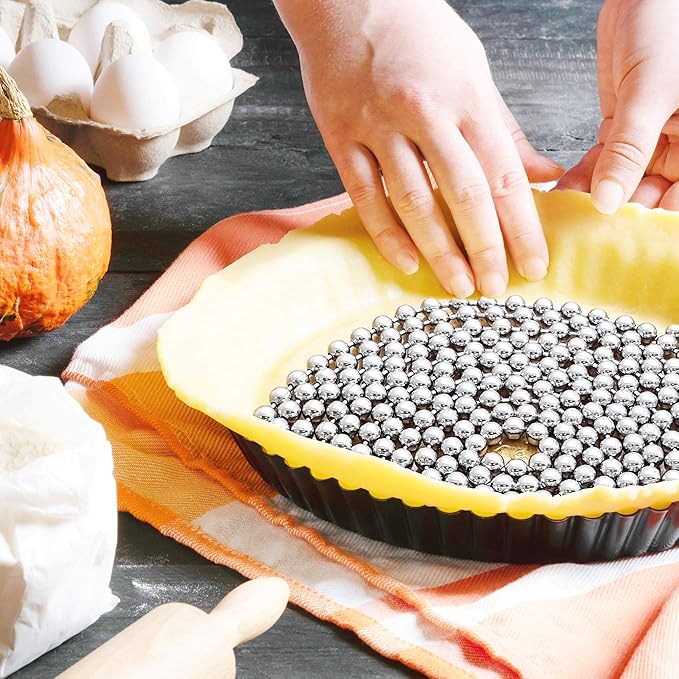 Durable Baking Supplies: Stainless Steel Chain Pie Weights, Reusable and Easy to Clean, Odorless, Safe Pie Weights for Pie Crusts, Oven Safe Baking Beads (6 feet)