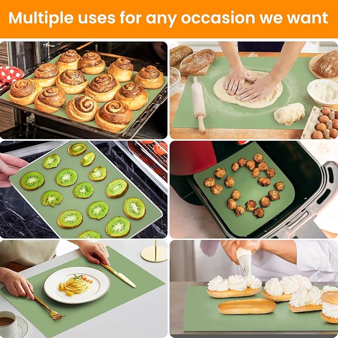 Silicone Baking Mat Roll, Non Stick Silicone Mat for Baking, Heat Resistant Baking Macaron Bread Mat, Reusable Dough Rolling Mat, Non Slip Countertop Protector Mat, Counter Mat, Oven Mat