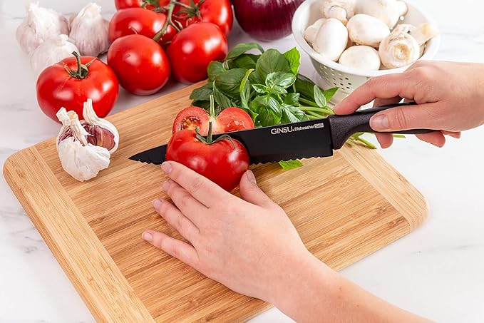 Ginsu Daku 10-Piece Black Knife Set with Black Wood Block - Dishwasher Safe and Always Sharp
