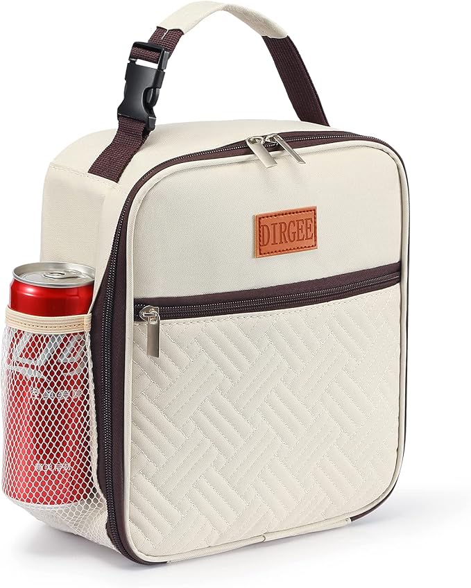 Lunch Bag for Women Insulated Lunch Bag For Men Adults Small Lunch Bag for Office Work - Leakproof Freezable Cooler Bag Reusable Portable Lunch Box (White)