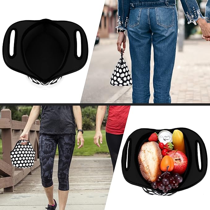 Neoprene Lunch Bag for Women Insulated Lunch Tote Bags Washable Lunch Container Box for Work Picnic Lightweight Meal Prep Bags for Men