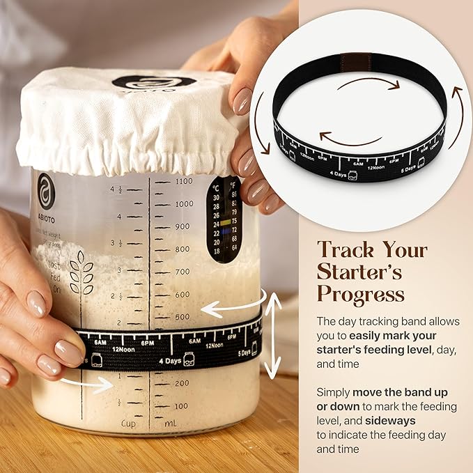 Sourdough Bread Baking Supplies and Starter Kit - Ultimate Bread Making and Sourdough Starter Kit with Proofing Baskets, Sourdough Jar, Bread Lame, Scrapers, and Danish Whisk