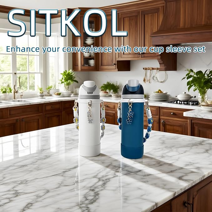 Silicone Boot Set for Owala Water Bottle 24 oz, 32 oz, 40 oz - Includes Anti-Slip Sleeve & Water Bottle Handle Strap, Perfect Owala Accessories, Fits Owala Tumbler, Owala FreeSip, Owala Candy Coated