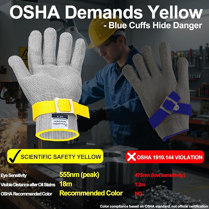 Dowellife ANSI A9 Cut Resistant Glove Food Grade, Stainless Steel Mesh Metal Knife Cutting Glove for Butcher Meat Cutting Oyster Shucking Kitchen Mandoline Chef Slicing Fish Fillet (X-Large)