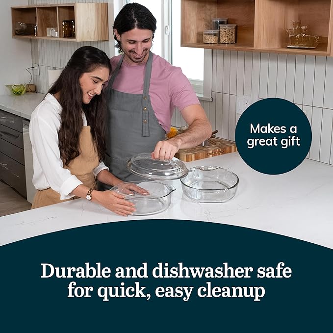 Libbey Baker's Basics 2 Piece Casserole Dish with Lid - Elegant Glass Casserole Dishes for Oven - Versatile Baking Dishes to Store Leftovers and More