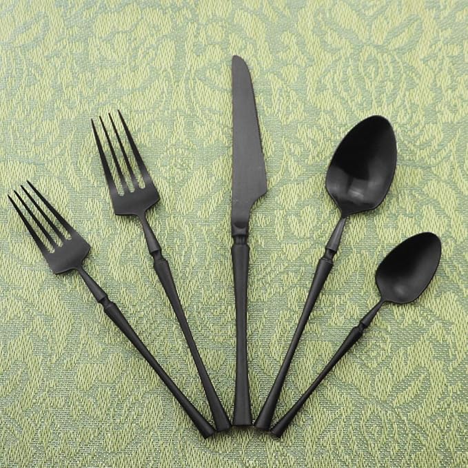 Gugrida Unique & Beautiful Flatware Set - 20 Piece Iridescent Silverware Sets | 18/10 Stainless Steel Reusable Cutlery Set | Black Utensils Service For 4 with Dessert Fork, Knife, Spoon, Dinner Fork