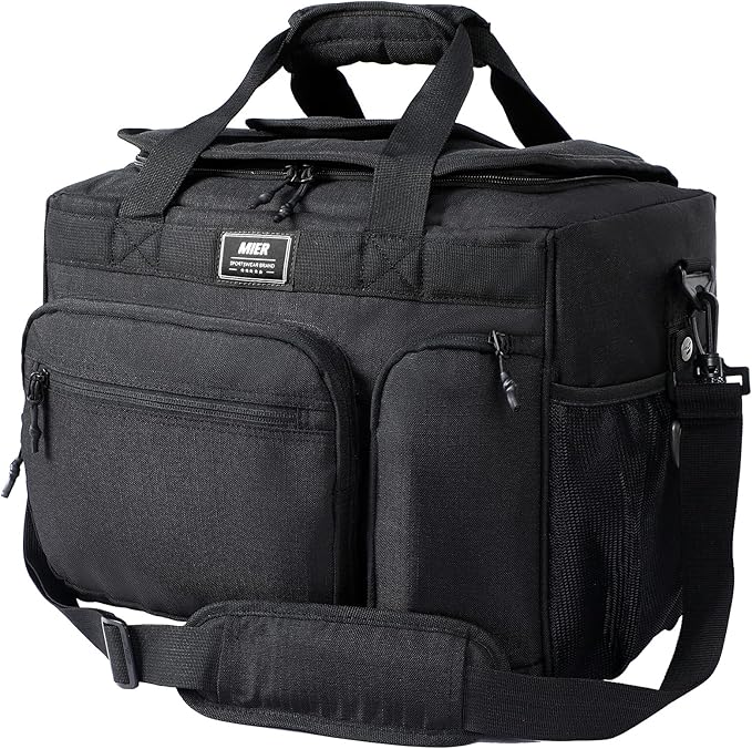 MIER 30L Extra Large Soft Cooler Bag with Bottle Opener for Camping Beach BBQ Grocery Golf Leakproof Picnic Lunch Bag, Collapsible, Top Flip Lid, 45Can (Black)