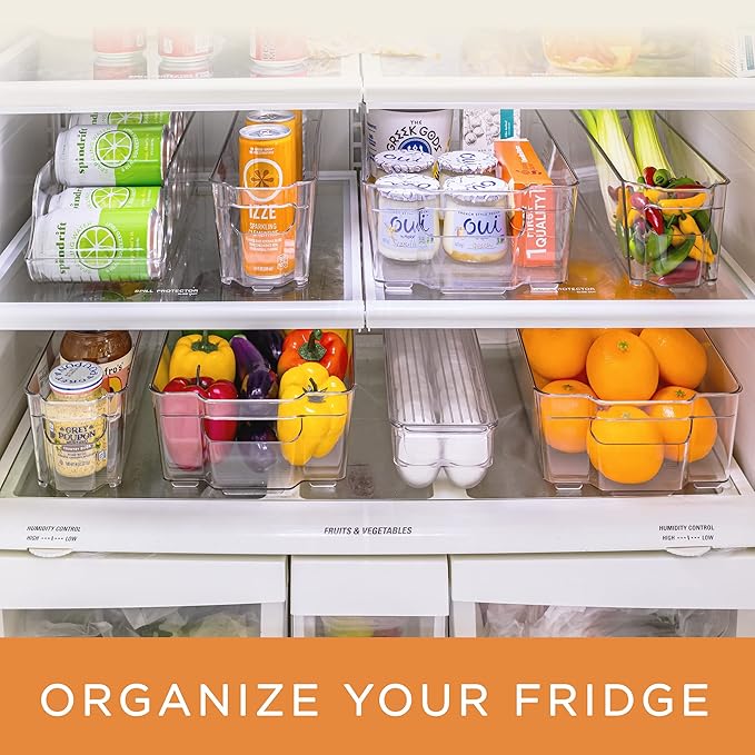 Sorbus Fridge Organizer Bins – Set of 8 Refrigerator Organizers and Storage Containers, Stackable Freezer Bins and House Essentials for New Home, BPA-Free Pantry Drawer Organizers