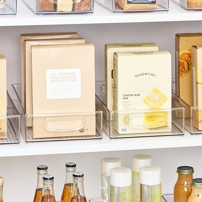 iDesign Stackable Clear Plastic Extra Long Pantry Organizers and Cabinet Storage Bins for Kitchen