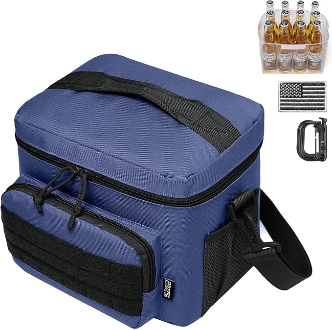 DBTAC Tactical Lunch Bag for Men Women, 12 Cans Insulated Lunch Box for Adult | 9L Leakproof Lunch Cooler Tote for Work Office Outdoor Travel | Soft Easy To Clean Liner x2, Urban Blue