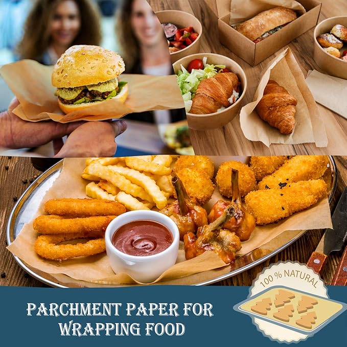 Hiware 200 PCS Parchment Paper Baking Sheets 9x13 IN, Precut Non-Stick Parchment Paper for Baking, Cooking, Grilling, Frying and Steaming - Unbleached, Fit for Quarter Sheet Pans