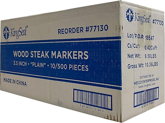 KingSeal 500 Count 3.5 Inch Natural Birch Wood Steak Markers, Plain Unstamped Markers, Eco Friendly, Bulk Pack - 1 Box of 500