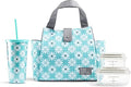 Fit & Fresh Lunch Bag For Women, Insulated Womens Lunch Bag For Work, Leakproof & Stain-Resistant Large Lunch Box For Women With Containers and Matching Tumbler, Snap Closure Westport Bag Aqua