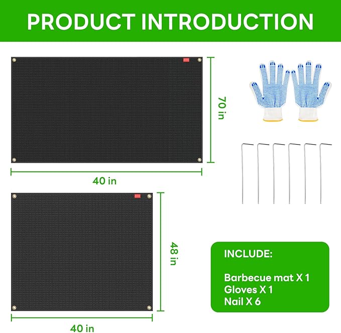 Large 48 x 40 inches Under Grill Mats for Outdoor Grill, Double-Sided Fireproof Grill Pad Mat, Fireproof, Waterproof and Oil Proof Quality BBQ Mat for Deck Patio Lawn