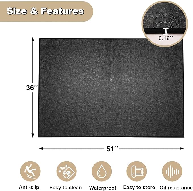 BBQ Grill Mat for Outdoor Grill, 51 x 36 inches Heavy Duty Thickened Under Grill Mats, Oil-Proof Waterproof Floor Protector for Deck and Patio