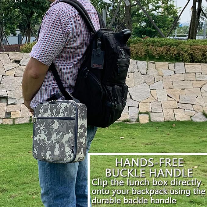 FlowFly Lunch box Insulated Soft Bag Mini Cooler Back to School Thermal Meal Tote Kit for Girls, Boys (DigitalCamo)