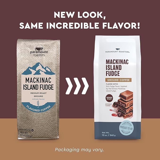 Paramount Roasters, Mackinac Island Fudge Flavored Ground Coffee, 1-12oz package medium roast, (Paramount Coffee Company)
