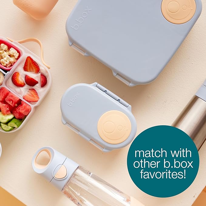 b.box Mini Lunch Box, Bento Box for Kids, Snack Container with 2 Leak Proof Compartments, Reusable Snack Containers with Lids, Kids Lunch Boxes Ages 3+, BPA Free, 4 1/4 Cup Capacity (Lemon Twist)