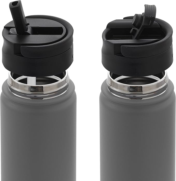 JoyJolt Triple Insulated Water Bottle with Straw Lid AND Flip Lid! 22oz Water Bottle, 12 Hour Hot/Cold Vacuum Insulated Stainless Steel Water Bottle. BPA-Free Leakproof Water Bottles - Thermos Bottle