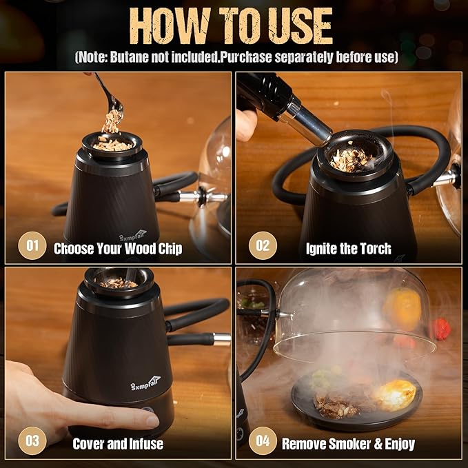 Smoking Gun Pro – Patented Pump System, Effectively Prevents Tar Clogging, Dense Smoke Infuser for Cocktails, Meat & Cheese, Type-C/Battery, Ideal Gift for Men & Home Chefs (Butane not included)