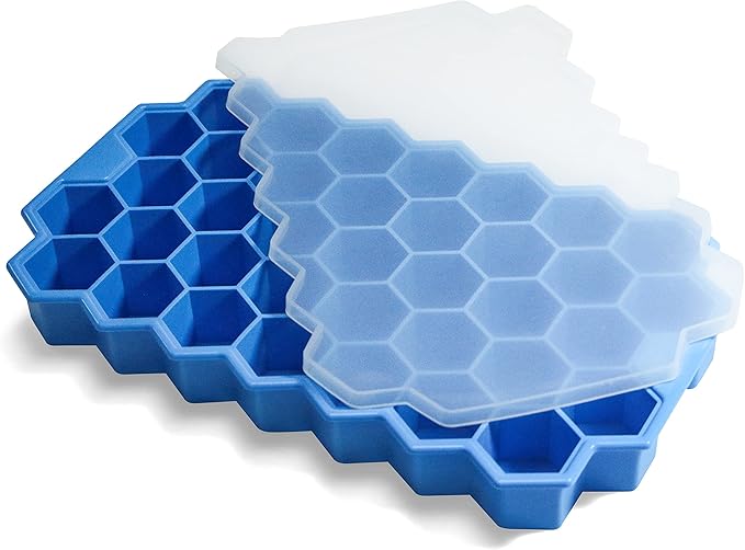 Ice Cube Trays for Freezer with Lid-37 Grid Silicone for Small Ice Cube Molds,Easy-Release Reusable in Organizer Bins or Ice Bucket for Cocktail bar or Iced Coffee Cup
