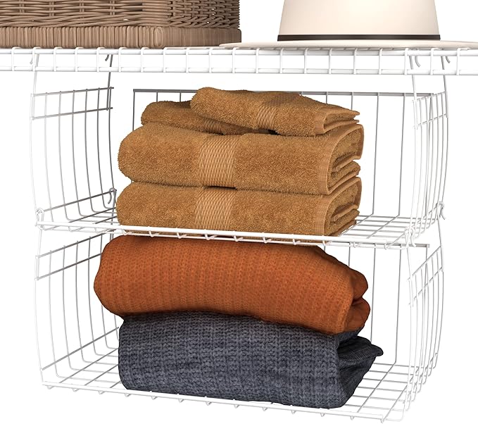 ClosetMaid Wire Hanging Shelf Basket for Storage, Organization in Closet or Pantry, No Assembly or Installation, Durable, 10.68"D x 18.39"W x 7.99"H, White