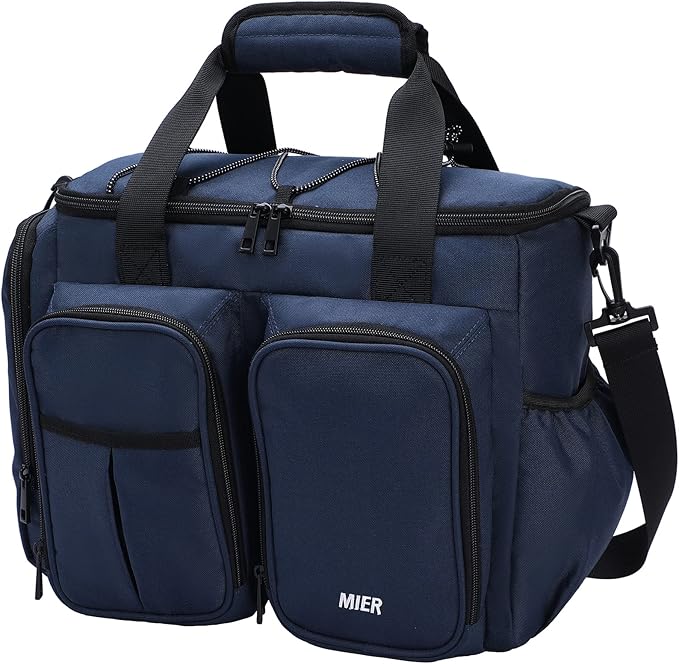 MIER Lunch Box for Men Heavy Duty Insulated Lunch Bag 20 Cans Large Leakproof Soft Cooler Bags with Multiple Pockets for Picnic Work Travel (Navy Blue)