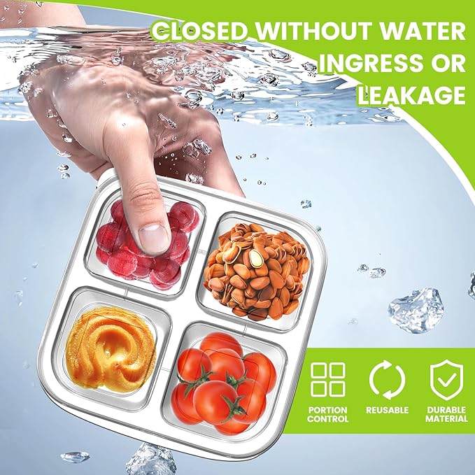 AQSXO Bento Snack Food Containers 10 Pcs, Divided Food Storage with Lids for Travel, Reusable Meal Prep Lunch Containers.