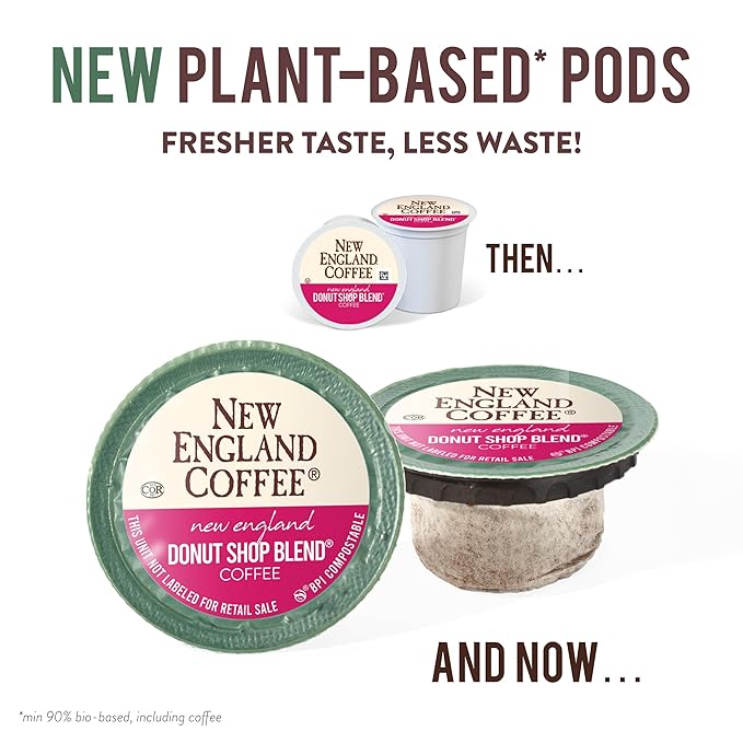 New England Coffee Donut Shop Blend Light Roast Single Serve Pods, 32ct Box (Pack of 4)