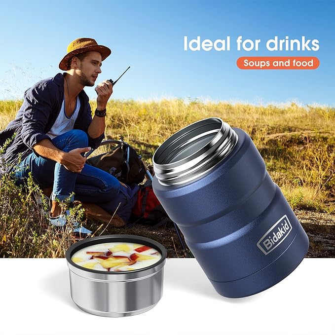 Insulated Food Jar Set – 25.4oz & 17oz Stainless Steel Containers with Folding Spoon and Carrying Bags – Leak-Proof, Keeps Food Hot or Cold for up to 12 Hours – Ideal for Work, School, Travel