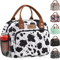 HOMESPON Buringer Lunch Bag for Woman Man Adults with Front Pocket Insulated Lunch Tote Lunch Box Container for Work Picnic or Travel (Cow Side Pockets)