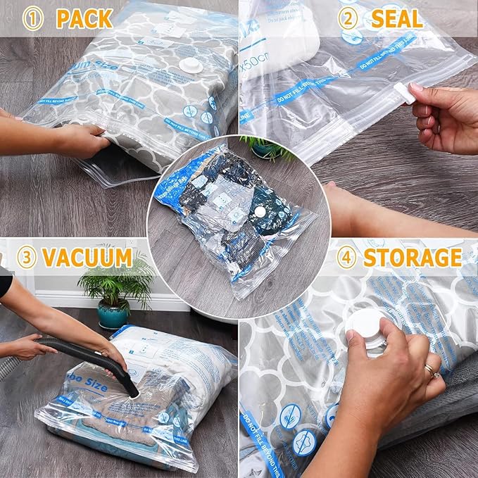 Vacuum Storage Bags 6XXL, Space Saver Sealer Bags, Airtight Compression Bags for Clothes, Pillows, Comforters, Blankets, Bedding