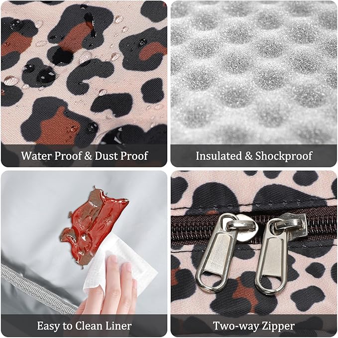 MEXS Lunch Bag for Women Men Large Insulated Reusable Lunch Box Girls Leopard Water Resistant Portable Cooler Tote Bag for Work Picnic