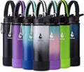 Farsea Insulated Water Bottle With Paracord Handle, Protective Boot and 2 Lids (Straw Lid & Spout Lid), Stainless Steel Water Bottle Wide Mouth, Double Wall Sweat-Proof BPA-Free, 24 oz
